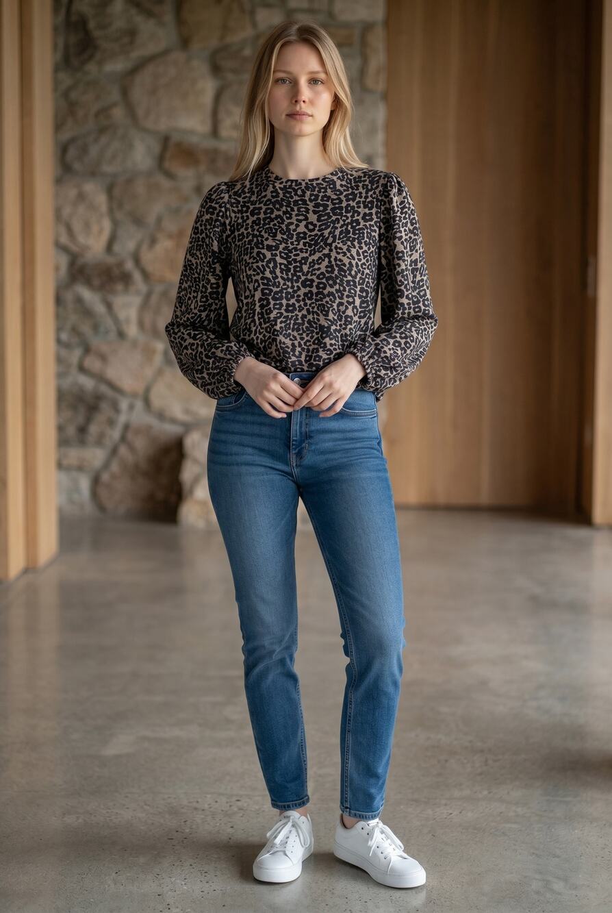 Riley & Rae Leopard Print Long Sleeve Sweater Casual Chic M NWT Soft Knit Urban